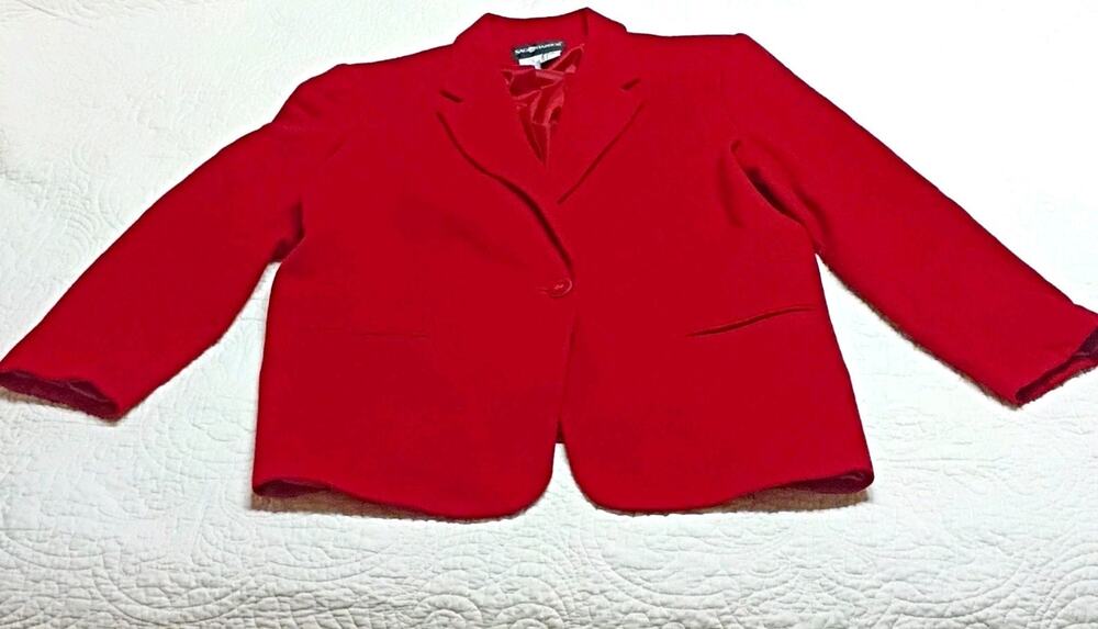 Sag Harbor Womens Maternity 18 Red Blazer Suit Jacket Button Lined F23000